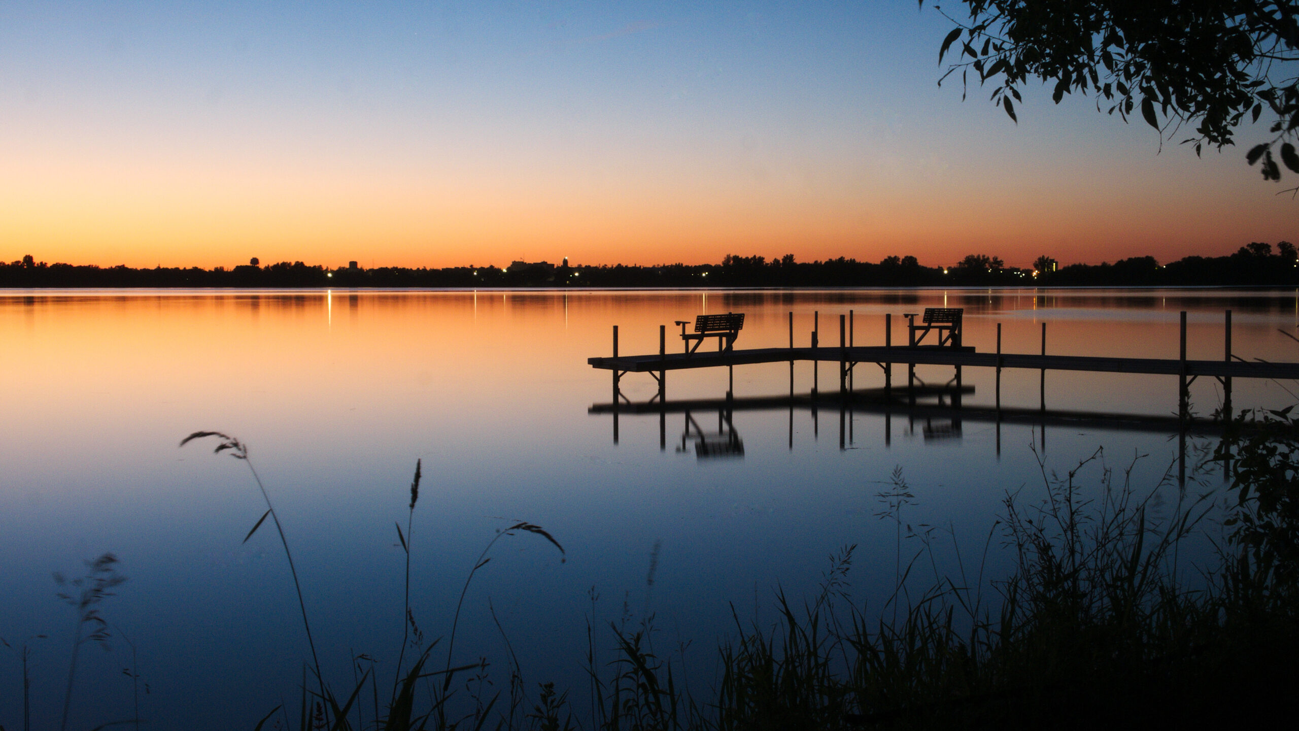 Bemidji, Minnesota across Lake Irving after sunset